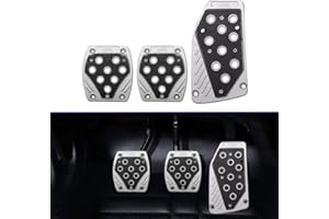 JSCARLIFE 3pcs Nonslip Car Pedal Pads Auto Sports Gas Fuel Petrol Clutch Brake Pad Cover Foot Pedals Rest Plate Kits for MT(M