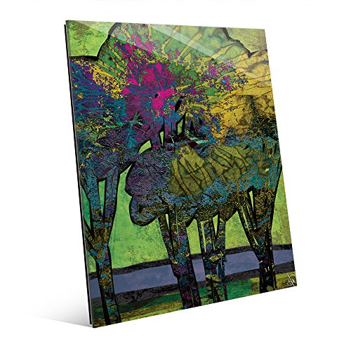 Time Trees Colorful Abstract Wall Art Print on Glass