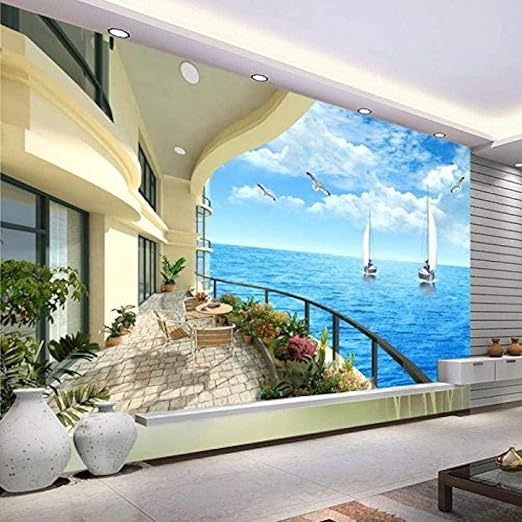 Customize 3D Wallpaper Bedroom Ocean Sky Ocean Beach Mural Livingroom
