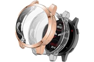 WUWOCJ 2-Pack Screen Protector Cases Compatible with Garmin Vivoactive 4S/Venu 2S 40mm,All-Around Soft TPU Protective Case Bumper Frame Cover (Rose Gold/Clear)