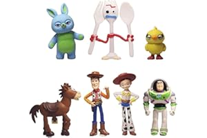 NLIEOPDA 7 Pack Anime Figurines Set - Woody Doll, Buzz Lightyear Toy, PVC Figures