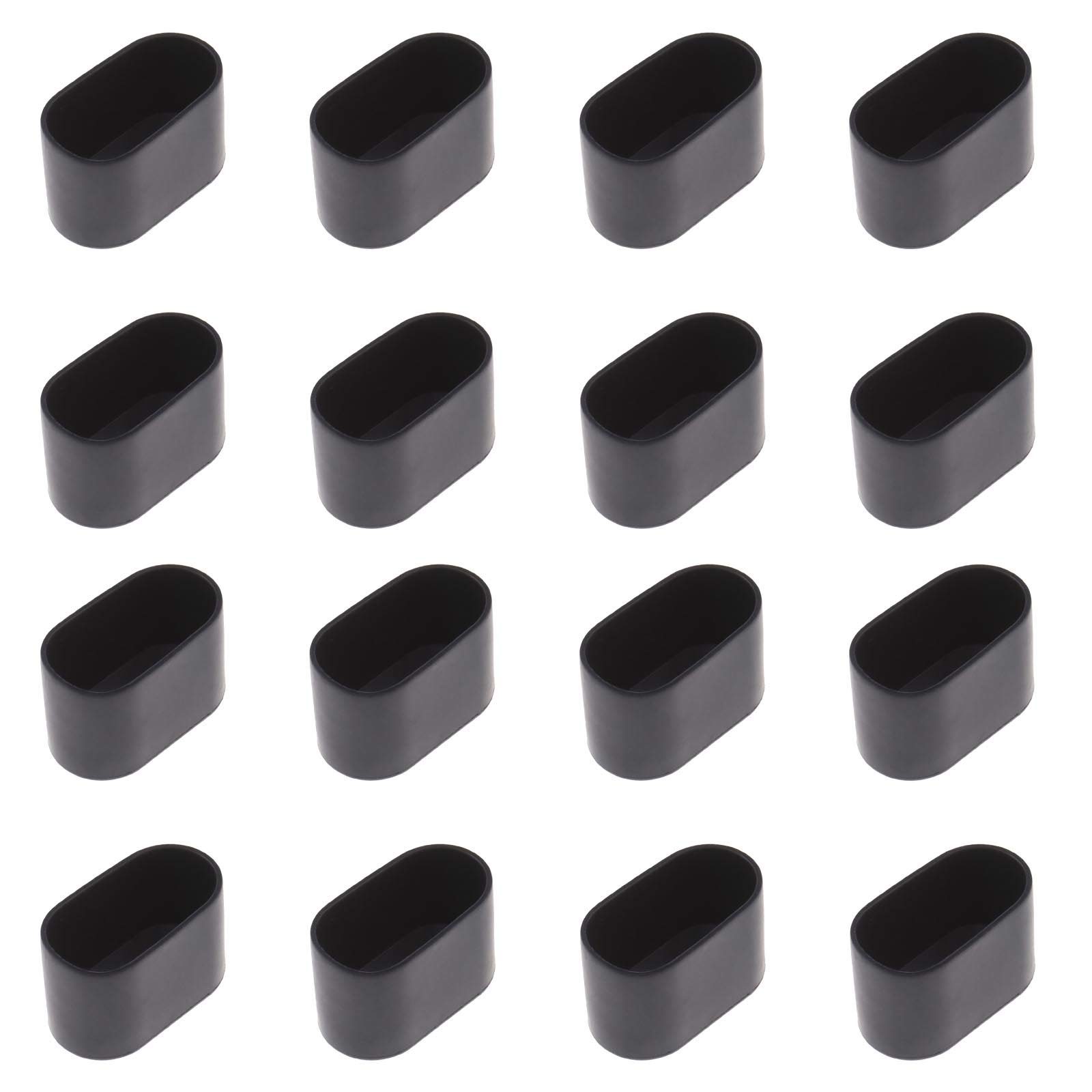 Be In Your Mind 16Pcs Oval Table Chair Leg Tip, Flexible Rubber Like Cover Anti-scratch Furniture Floor - 40x20mm (Black)