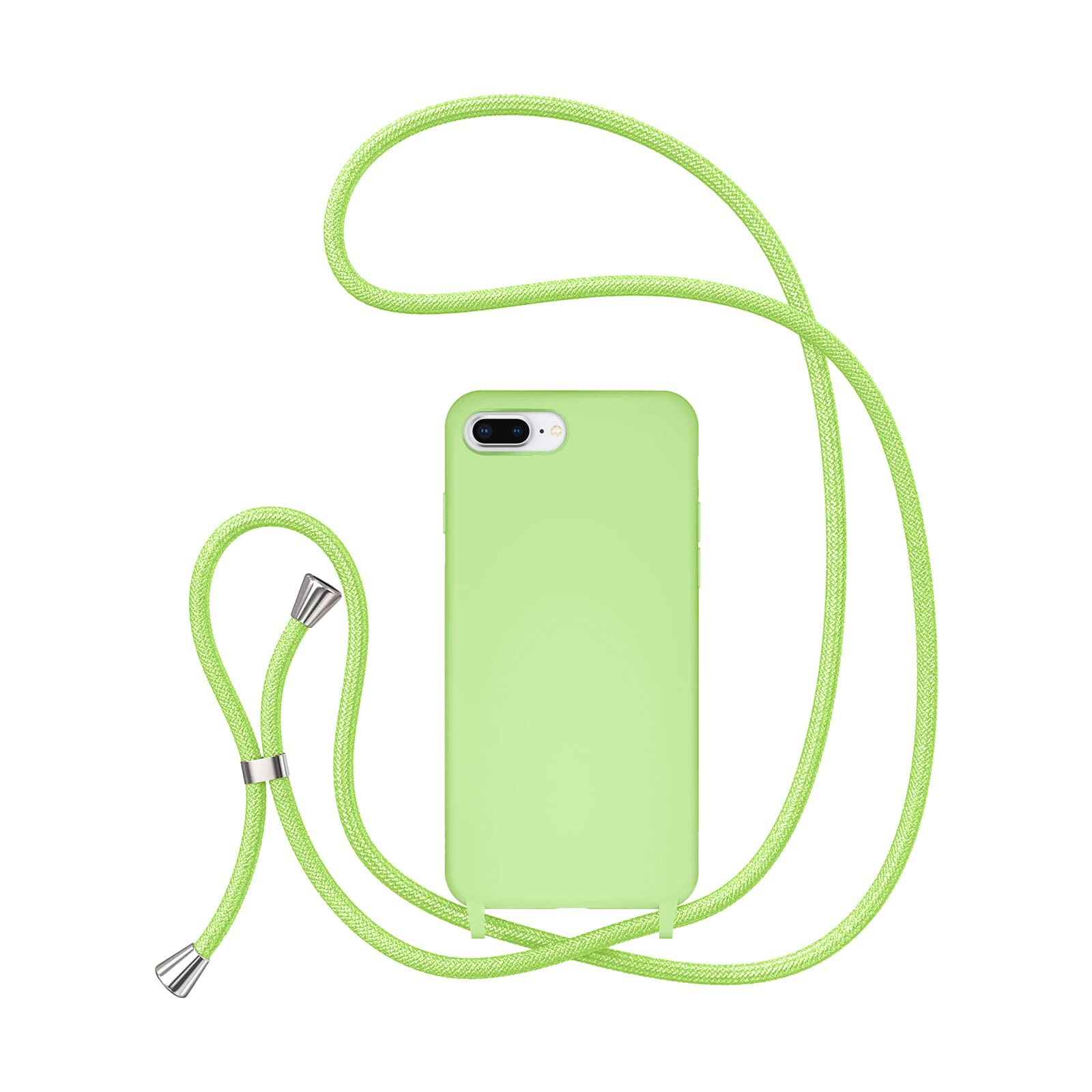 UEEBAI Crossbody Lanyard Phone case for iPhone 7 Plus/iPhone 8 Plus, Silicone Phone Cover Necklace Cord Strap Soft Shockproof Protective Case - Matcha green — image 1
