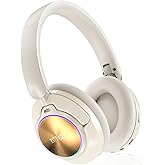 TSYUCXH Noise Cancelling Over Ear Wireless Bluetooth Headphones with Microphone, 65h Playtime, Clear Calls, Comfort Fit for Travel (Beige)