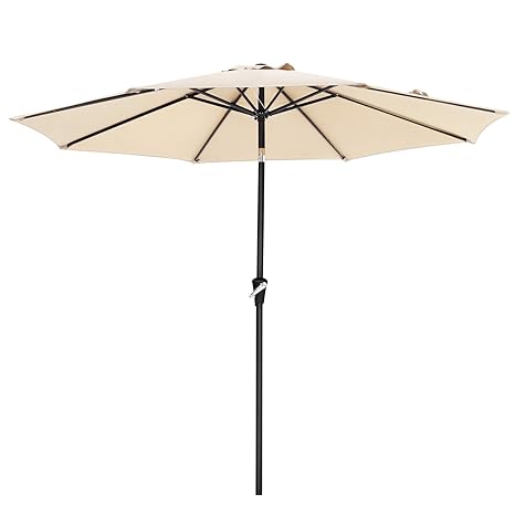 SONGMICS Sonnenschirm, Marktschirm, achteckig, knickbarer Gartenschirm mit Kurbel, Ø 3 m, ohne Ständer, Polyestertuch, für Au
