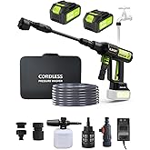 Portable Cordless Pressure Washer 2 Batteries - 1200PSI Brushless Cordless Power Washer with 6-in-1 Nozzle, Adjustable Foam Cannon LCD Touch Screen for Car Garden