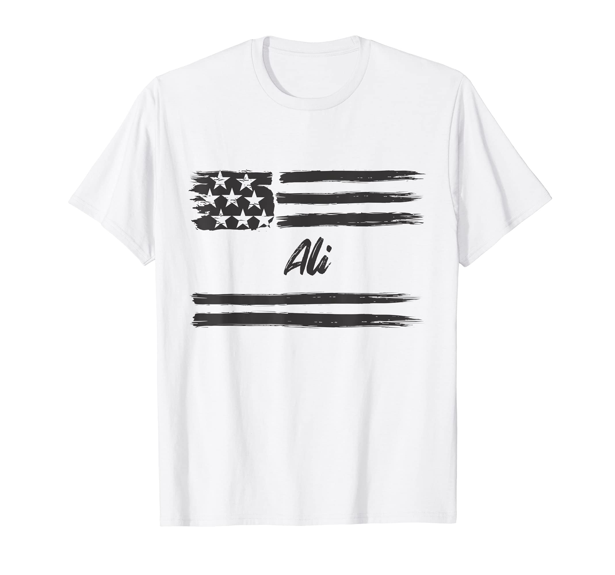 Ali - Personalized Name, Stars and Stripes, USA Flag T-Shirt