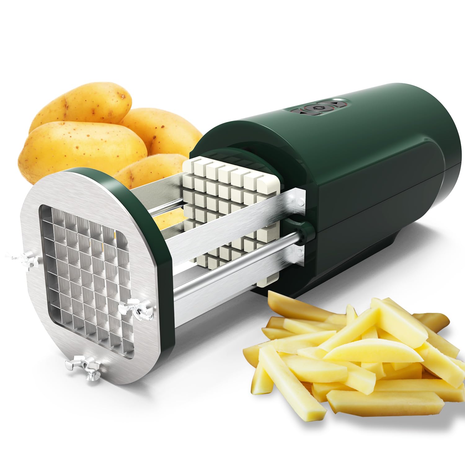 Photo 1 of Fstcrt Electric French Fry Cutter, Professional Commercial French Fry Cutter Stainless Steel with 1/2 & 3/8 Inch Blade, Vegetable Cutter, Electric French Fries Maker, Household Potato Slicer
