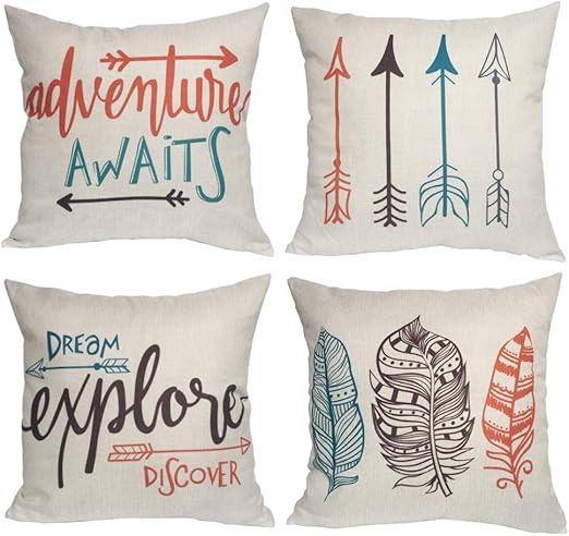 Amazon Com Feather Arrows Throw Pillow Case Inspirational Words