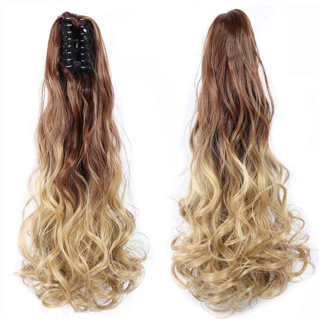 22 Inch Long Wavy Hair Ponytail Synthetic Wrap On