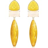 JOONL Sparkly Crystal Big Resin Long Teardrop Stud Earrings Square Geometry Dangle Drop Earrings For Women
