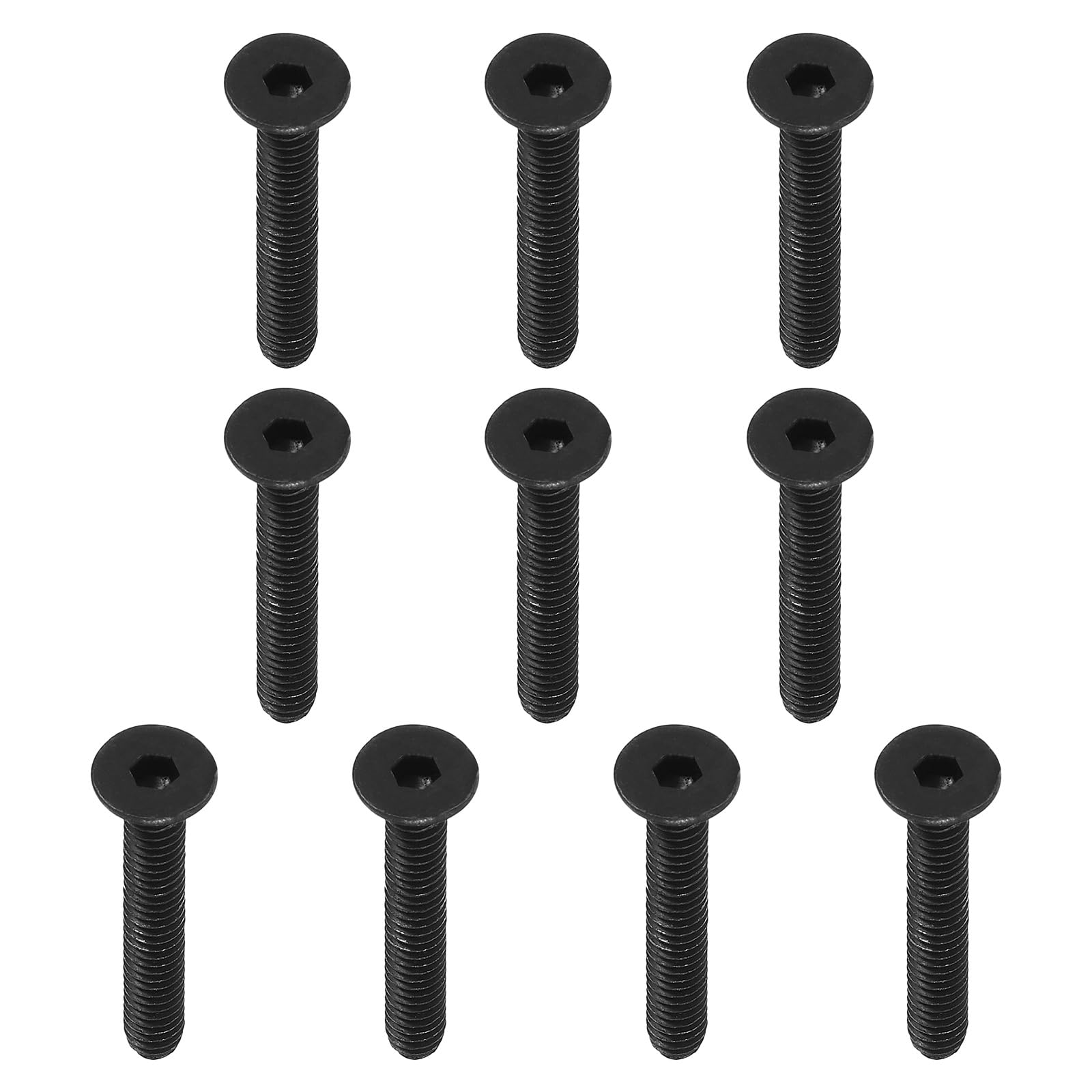 PATIKIL 1/4-20 x 1-3/4" Flat Head Socket Cap Screws, 10 Pack Flat Countersunk Bolts Carbon Steel Hex Socket Drive Machine Screws Full Thread Black Oxide Grade 10.9