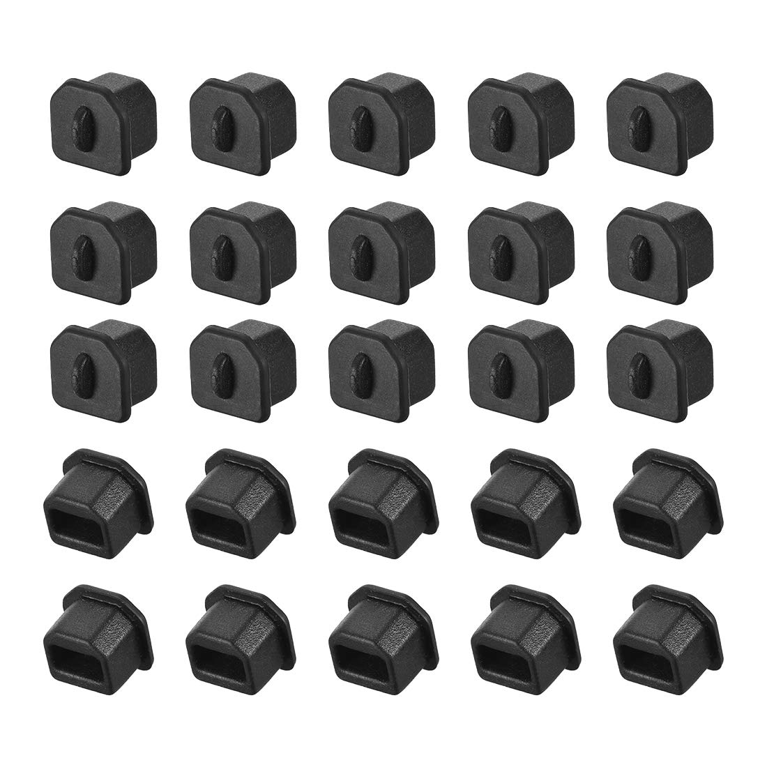 sourcing map Silicone USB B Anti-Dust Stopper Cap Cover Black 20pcs