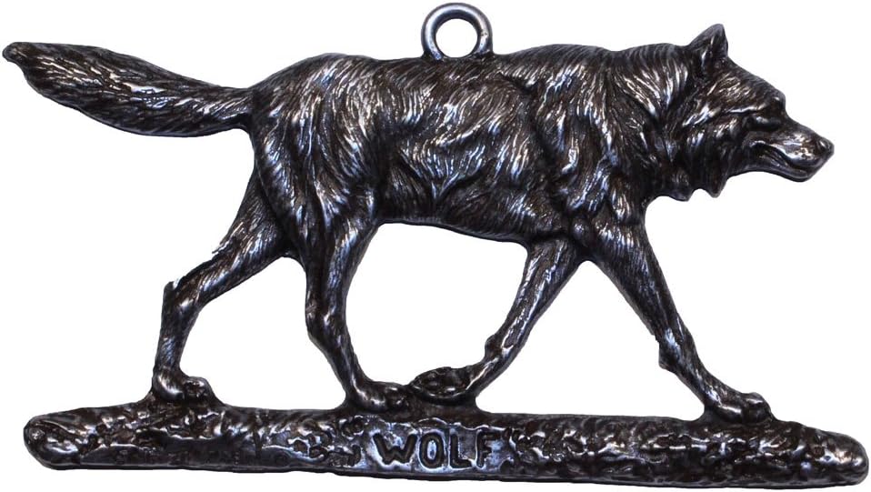 Gorgeous Wolf Medallion Hanging Charm Thorsen 4” X 2” Christmas Key Chain Ornament Pewter Montana USA