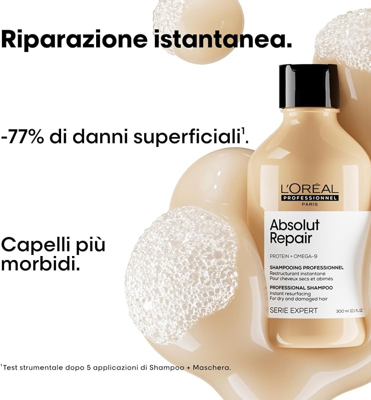 L'Oréal Professionnel Reparierendes Haarshampoo für strapaziertes und trockenes Haar, Mit Quinoa, Serie Expert, Absolut Repair Shampoo, 300 ml