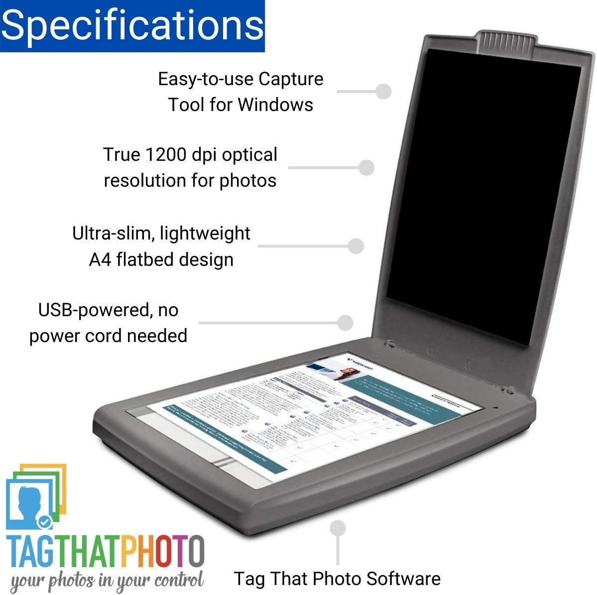 Visioneer 7800 Flatbed Color Photo and Document Scanner for PC with Tag That Photo Software, USB Powered: Electronics