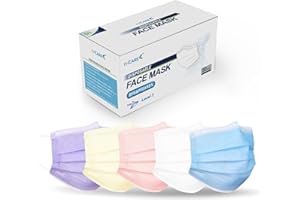 FriCARE Disposable Face Masks, 3-Ply ASTM Level 3 Medical Grade, FSA/HSA Eligible, Breathable & Comfortable for Allergy/Sun Protection, 50 Pack Midnight Fantasy