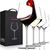 OJA Wine Glasses Set, Crystal Hand Blown Red Wine Glass Set of 4, 18 oz | Long Stem White Wine Glass, Ultra-thin , Dishwasher