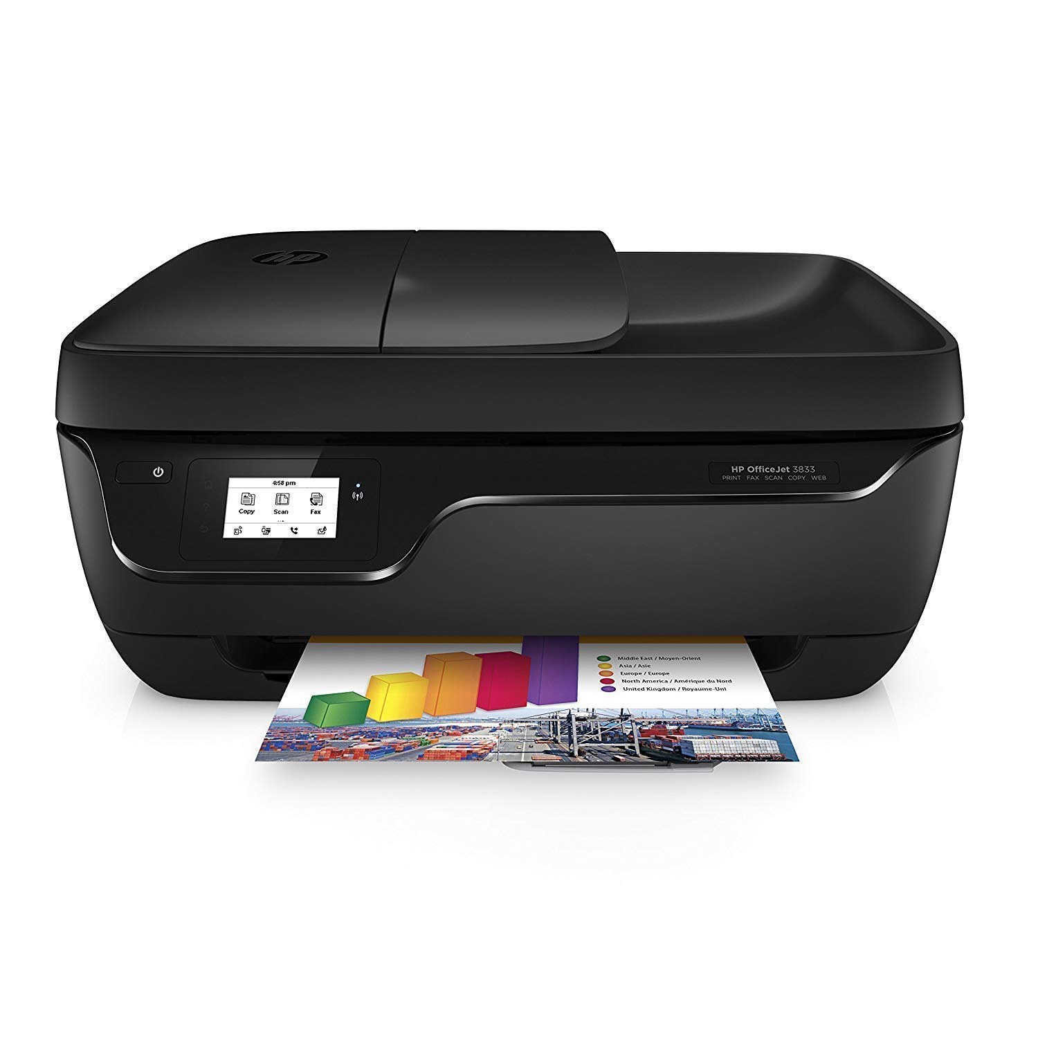 HP OfficeJet 3833 - Impresora Multifunción de Tinta (Wi-Fi, ADF) Color Negro