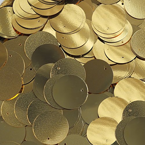 20mm Round Flat Sequins Rich Egyptian Gold Shiny Metallic. Made in USA