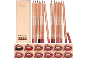 KIMIEYE 12 Colors Lip Liner Set, Matte Finish Series Lip Liners Pen Kit for Women, Long Lasting Waterproof Smooth High Pigmented Lip Pencil for Daily Makeup (Set B)