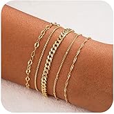 Lyncory Gold Bracelets for Women Stackable 14K Gold Plated Bracelet Adjustable Dot Snake Chain Trendy Minimalist Waterproof Jewelry Set Gifts for Womens