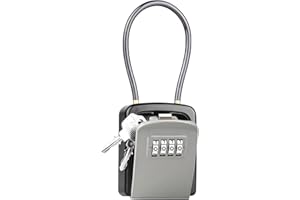 Key Lock Box, [New Version] [Flexible Rope] Diyife Portable Outdoor Lock Box for Keys with Removable Chain, Weatherproof 4-Di