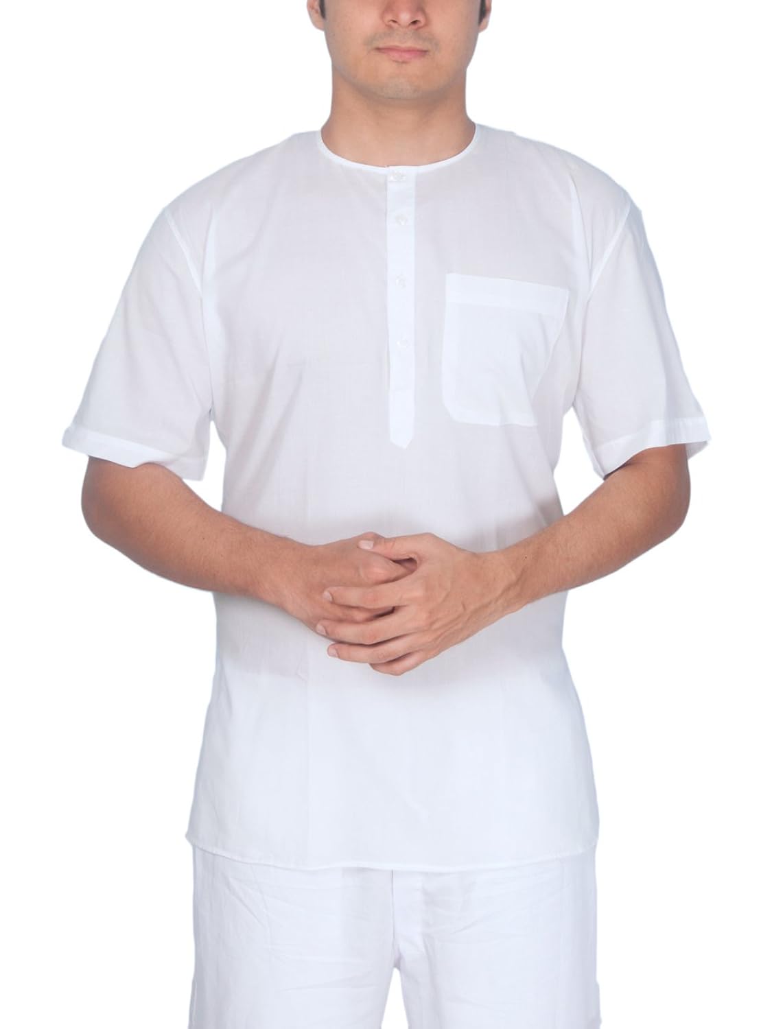 rajubhai hargovindas white fine cotton short kurta