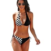 Bikini Sets for Women Two Piece Bathing Suits Sexy Halter Padded Bikini Swimsuits Side Tie Thong Bottom