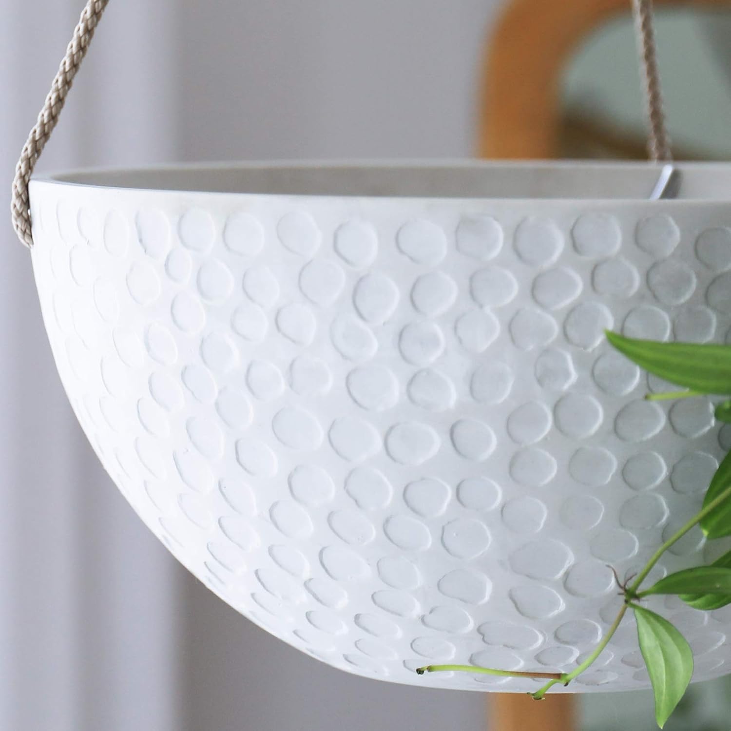 LA JOLIE MUSE 10 Inch Hanging Planters for Indoor Plants, Outdoor Garden Planter Pots, White, Honeycomb, Set of 2: Garden & Outdoor