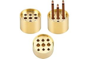 AHANDMAKER 3 Pcs Brass Incense Holder with Multiple Holes 0.79in Diameter Incense Sticks Burner for Indoor Outdoor Yoga Medit