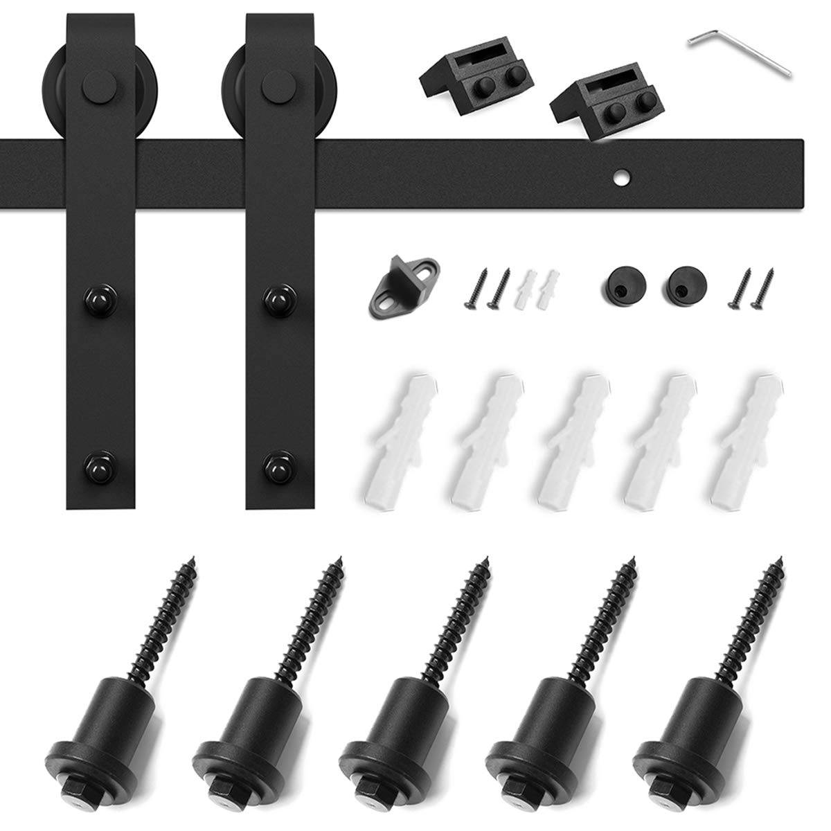 Smartstandard 6 6 Foot One Piece Track Sliding Barn Door Hardware
