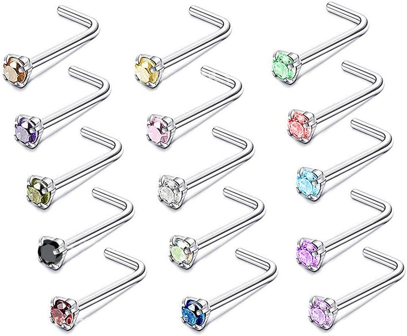 Gnoliew Nose Ring Hoop 20G Stainless Steel Nose Studs Body Piercing Jewelry