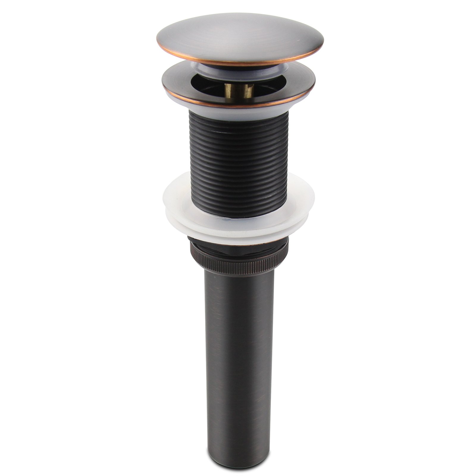 Bathroom Sink Pop Up Drain Assembly Without Overflow Fits 1.57 to 2.36 Inch Sink Openings with 1-1/4 Inch Tailpiece Large Cap Solid Brass Drain Stopper (Oil Rubbed Bronze)