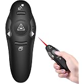 DINOSTRIKE Presentation Clicker with Red Laser Pointer, RF 2.4GHz USB Wireless Presenter Remote Slide Clicker for Powerpoint Presentations for Computer Laptop Office Classroom