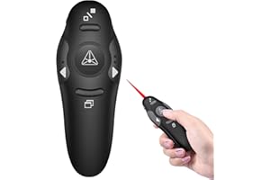 DINOSTRIKE Presentation Clicker with Red Laser Pointer, RF 2.4GHz USB Wireless Presenter Remote Slide Clicker for Powerpoint Presentations for Computer Laptop Office Classroom