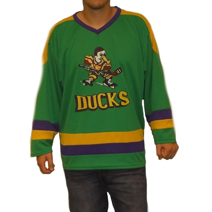 Ducks Logo Hockey Jersey Adult Medium Green Clothing