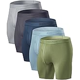 Easechoo 5 Pack Men's Underwear,Rayon Made from Bamboo Cool Boxer Briefs,Ultra Soft,Breathable,No Riding Up Long Leg