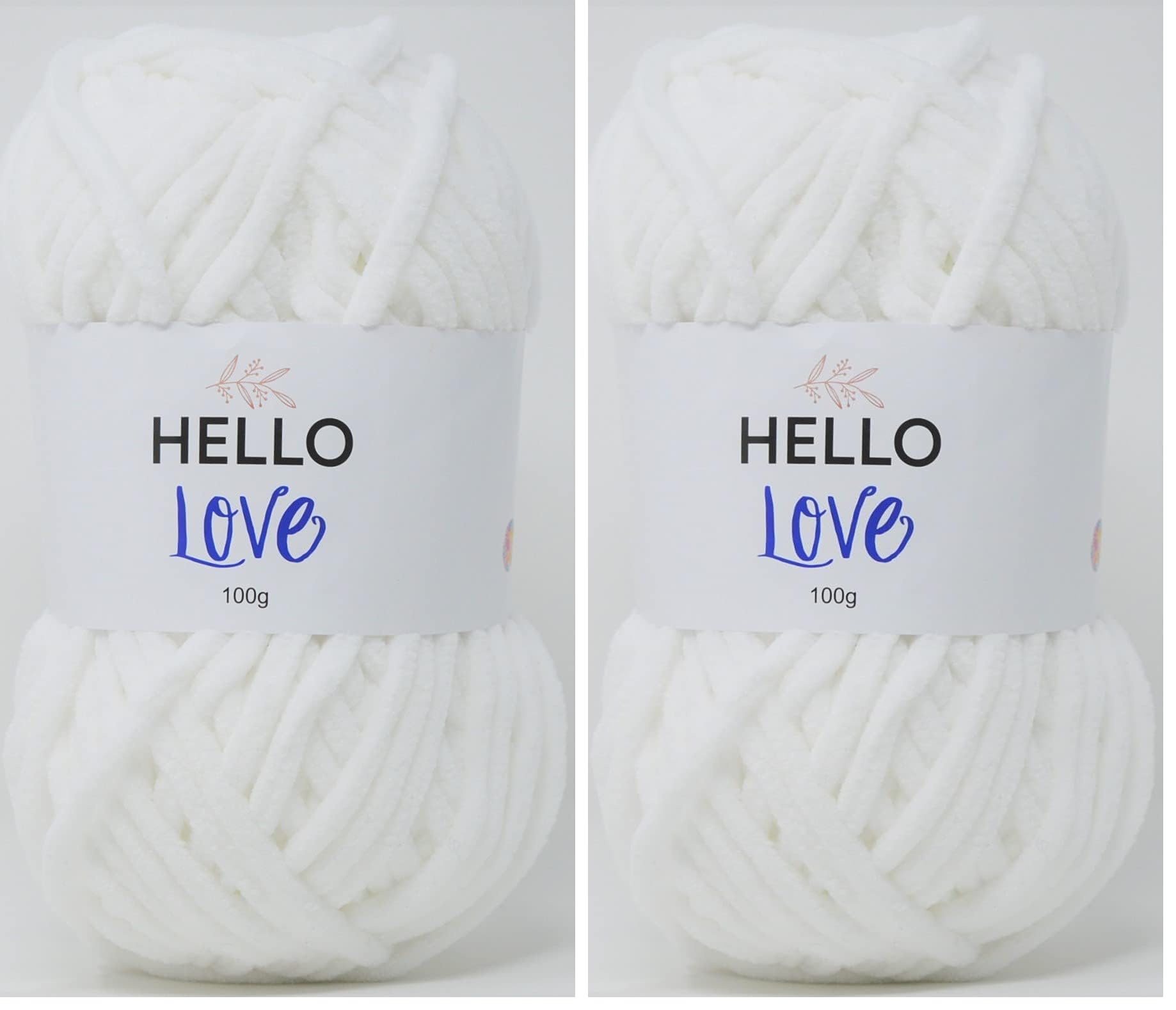 Hello Love Yarn, White, 100g (Pack of 2)