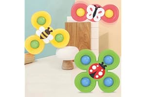 HAILIN Insect Series Spinning Tops - 3PCS Suction Cup Spinner Toys for Toddlers, Bath Time Fun, and Stress Relief
