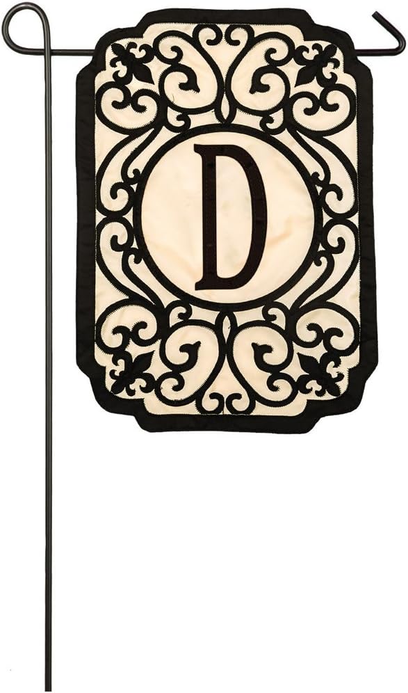 Evergreen Flag Filigree Monogram D Applique Garden Flag, 12.5 x 18 inches