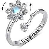 Daixiya Just Breathe Rings for Women 925 Sterling Silver Hope Rings Fidget Rings for Anxiety Jewelry Gifts for Women