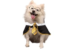 Coomour Dog Costume Pet Wizard Shirt Funny Cat Clothes for Dogs Cats Clothing with Glasses (Large,Yellow)