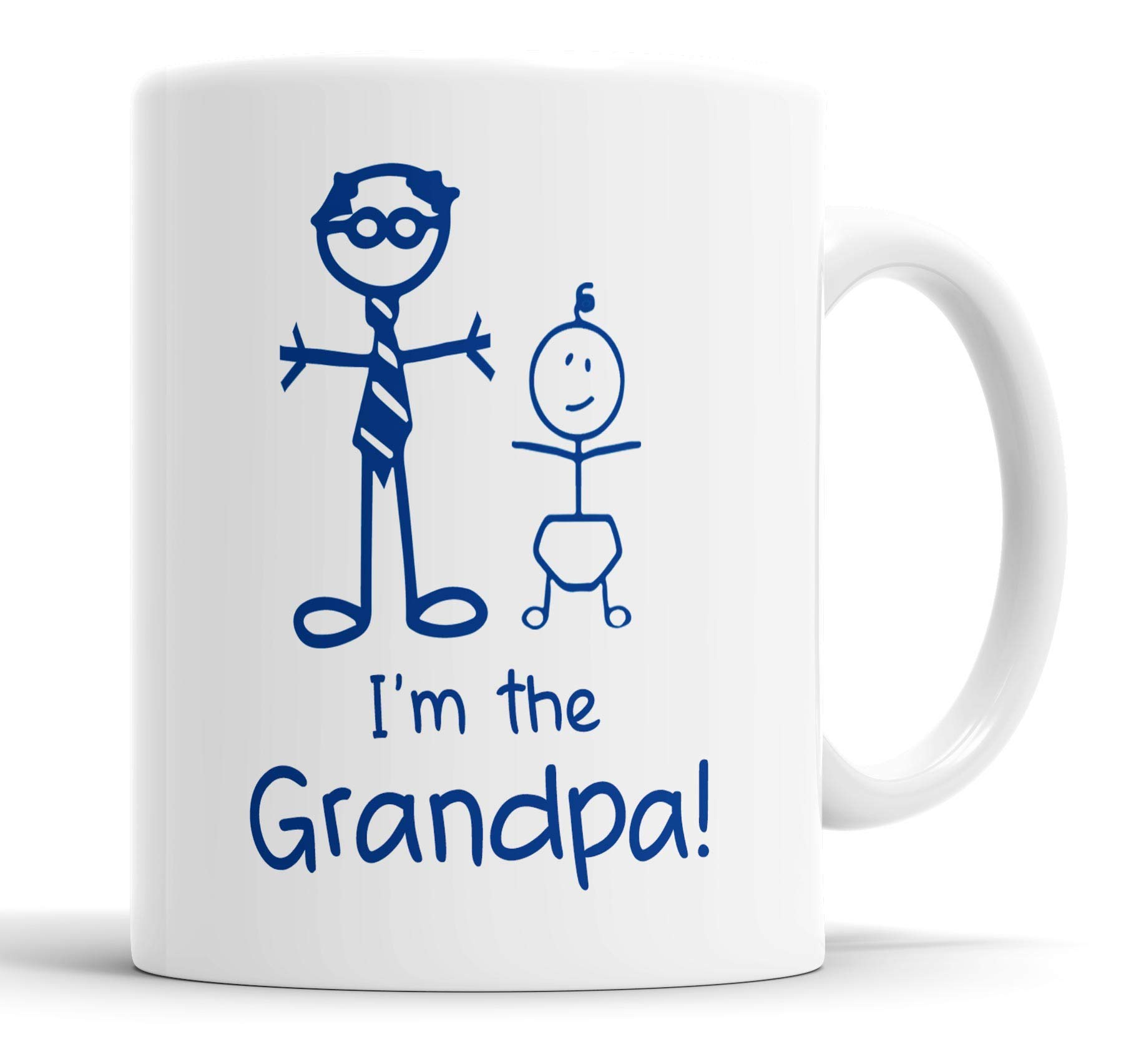 Faithful Prints I'm The Grandpa Mug Boys Stick Person People Cup New Baby, Gift Cup Birthday Christmas, Ceramic Mugs