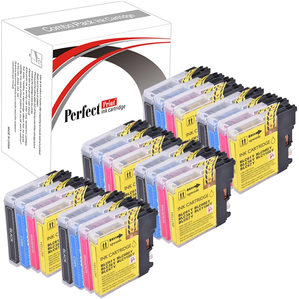 PerfectPrint Compatible Ink Cartridge Replacement for Brother MFC-250C 255CW 290C 295CN 297C 490CN 5490CN 5890CN 790CW 795CW 6490CW 6890CDW 990CW LC980 (Black/Cyan/Magenta/Yellow, 24-pack)