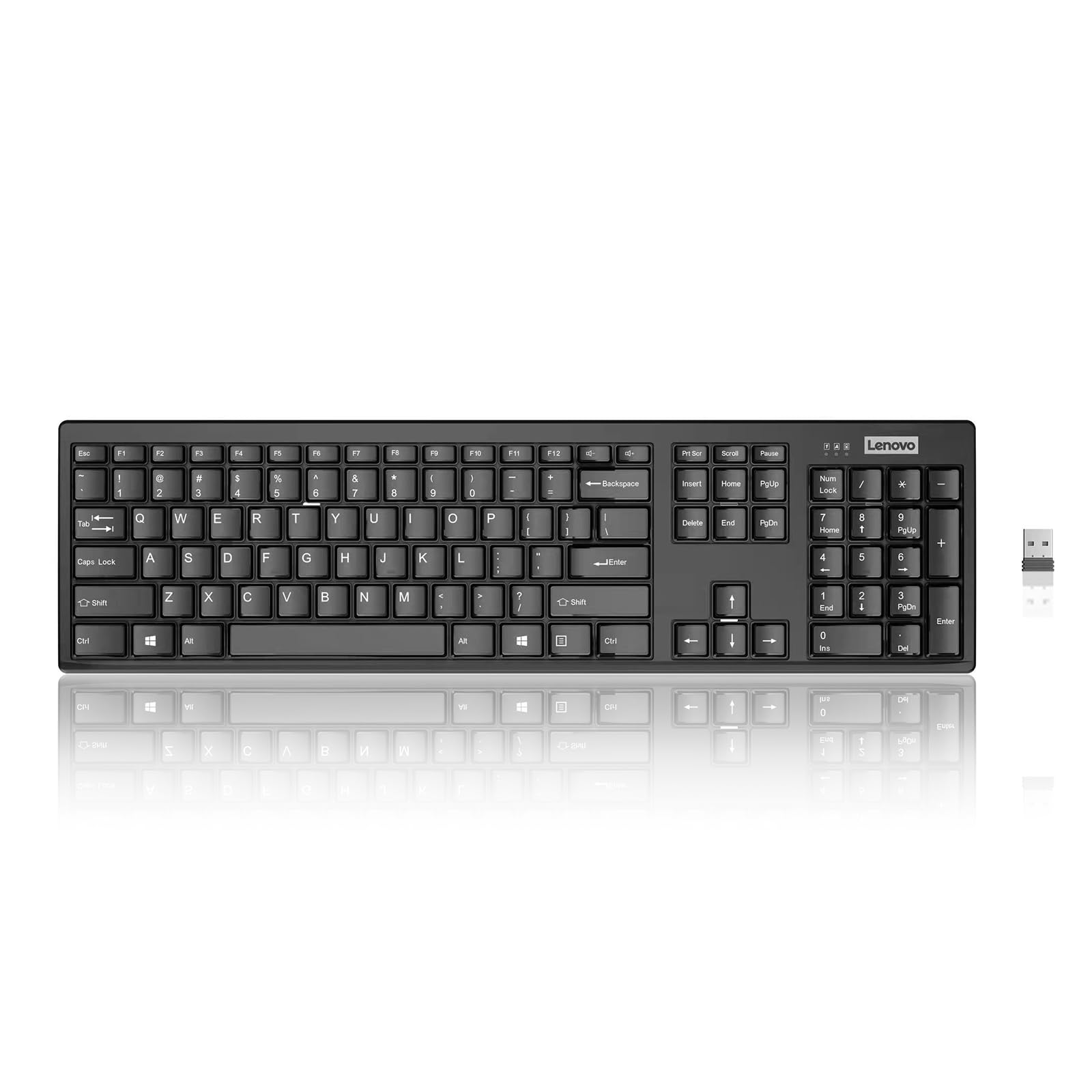 Photo 1 of Lenovo – Wireless Compact Keyboard– 100 Cordless Keyboard for PC, Laptop with Windows – Cordless Connection – Silent Key Clicks, Black