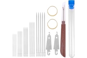 31pcs Big Eye Stainless Steel Needle Set, 25 Steel Portable Hand Sewing Needles 2 Needle Threader 2 Thimble & 1 Thread Ripper