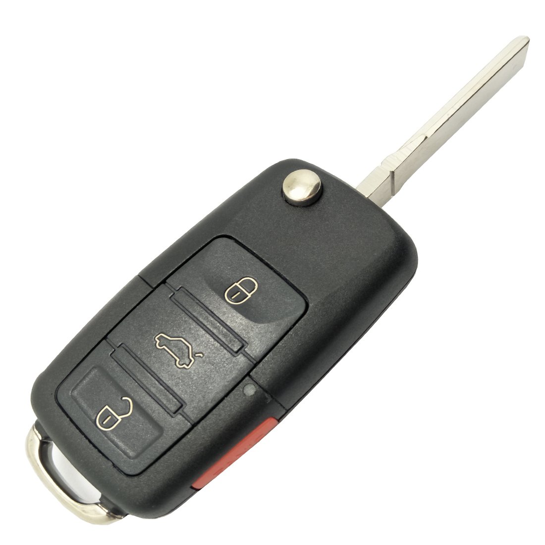Photo 1 of Replacement Key Fob Shell Case fit for VW Volkswagen Jetta Passat Golf Beetle Rabbit GTI CC EOS 4 Buttons Keyless Entry Remote Key Housing with Uncut Blade (Black)