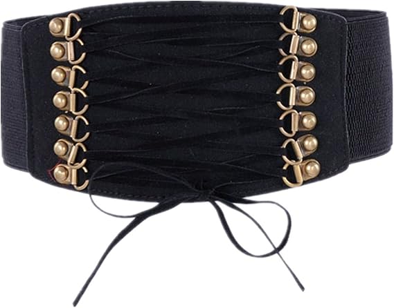 Amazon Co Jp Chic Diary コルセットベルト レディース サッシュベルト 太ベルト 幅広 ベルト 弾性 コルセット おしゃれ ベルベット ブラック Diy 工具 ガーデン