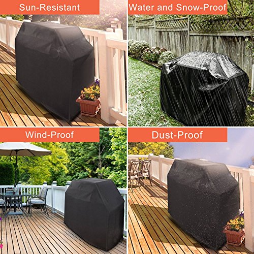 Mobo Gas Grill Cover 70 x 46 x 24 Inches Black Heavy Duty 600D Waterproof BBQ Grill Cover for Most Brands of Grilll with Storage Bag